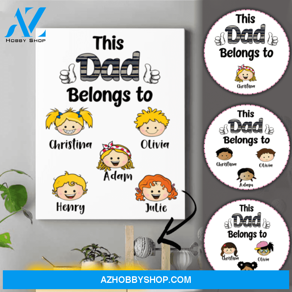 Personalized Dad Canvas - Cool Fathers Day Gifts - Up To 9 Kids