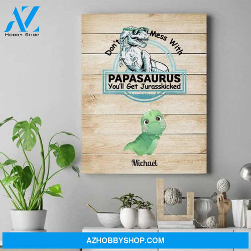 Personalized Daddy Canvas - Thoughtful Father'S Day Gifts - Up To 8 Dinosaurs