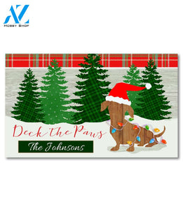 Personalized Deck the Paws Dachshund Doormat - 18" x 30"