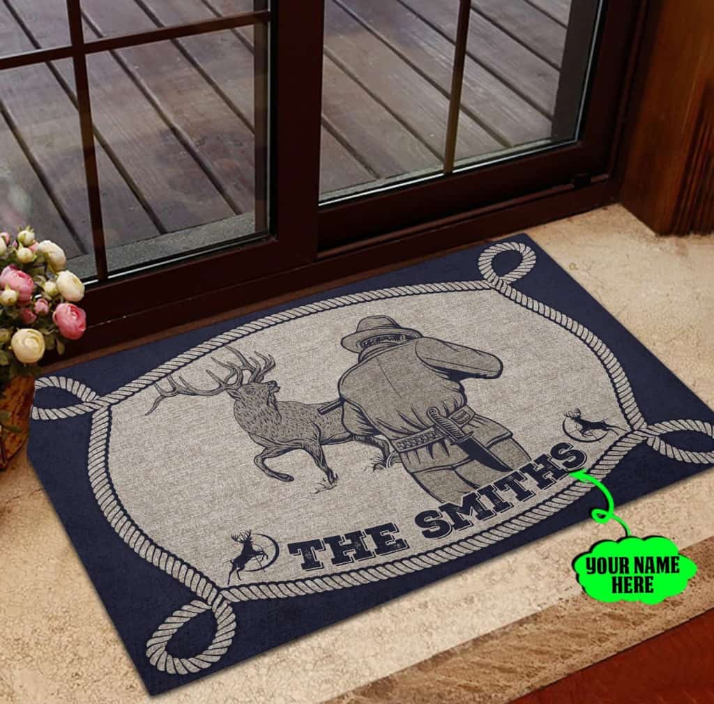 Personalized Deer Hunting Custom Name Doormat Welcome Mat
