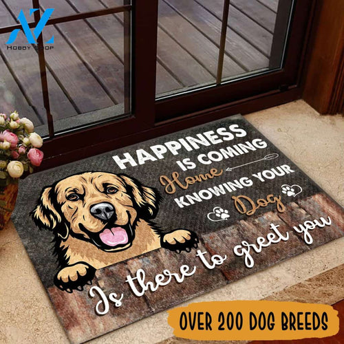 PERSONALIZED DOG BREED Happiness Doormat Full Printing | Welcome Mat | House Warming Gift
