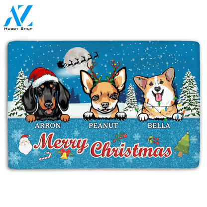 Personalized Dog Breed & Dog Names, Custom Doormat, Merry Christmas, Dog Mom, Dog Lovers, M0402, TRHN