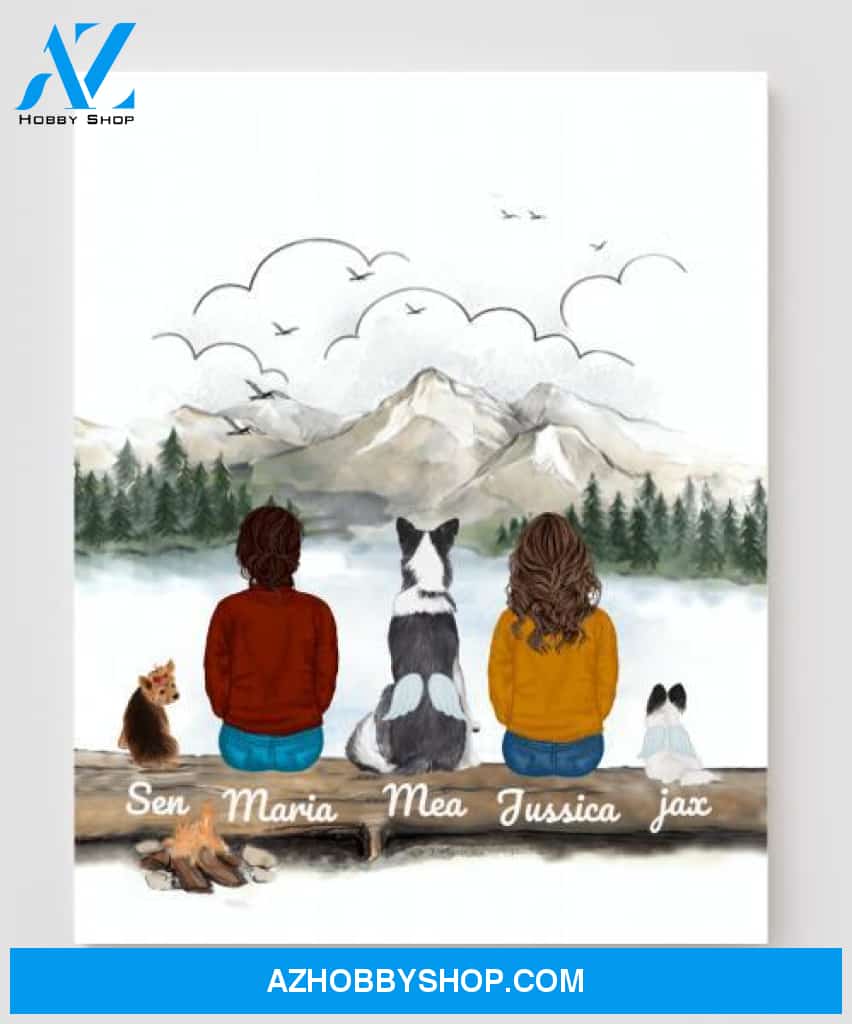 Personalized Dog Canvas, Gifts For Dog Lovers Canvas Wall Art, Wall Decor Visual Art Poster, Canvas Painting, COUPLE And Dog Pg2281
