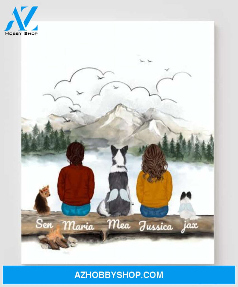 Personalized Dog Canvas, Gifts For Dog Lovers Canvas Wall Art, Wall Decor Visual Art Poster, Canvas Painting, COUPLE And Dog Pg2281