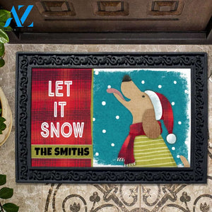 Personalized Dog Catching Snowflakes Doormat - 18" x 30"