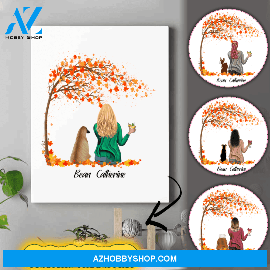 Personalized Dog Lover Wall Art - Birthday Gifts For Dog Moms - Up To 3 Dogs