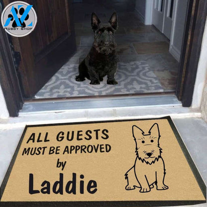 Personalized Dog Name All Guests Must Be Approved By Scottish Terrier Doormat