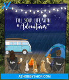 Personalized dog & owners camping blanket gift idea for the whole family, dog lovers - Couple & 3 Dogs night beach camping quilt