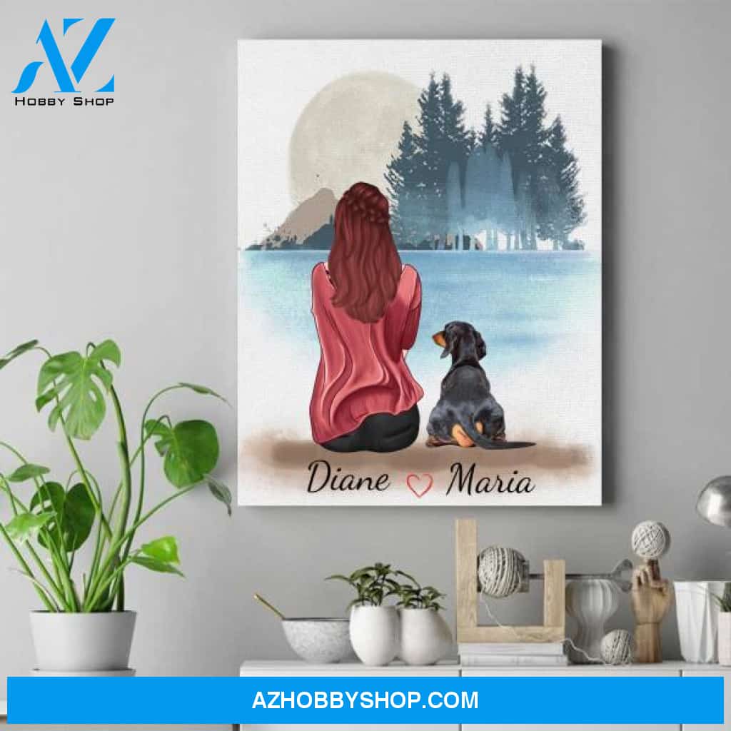 Personalized Dog Portrait Canvas - Dog Lover Gifts For Her - Up To 4 Dogs