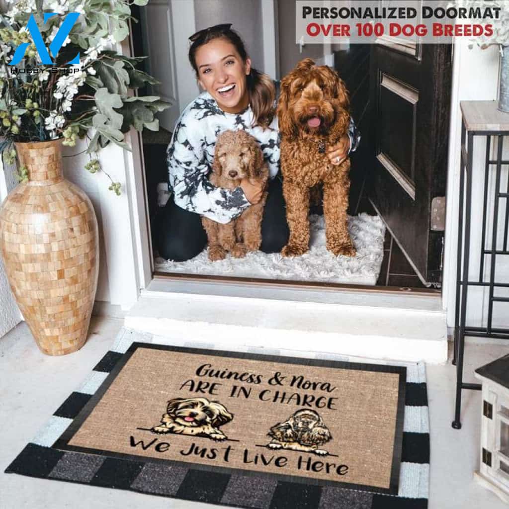 Gosszy - Personalized Dogs are in Charge We Just live here Doormat, Dog mat custom, Pawprints Doormat, dog doormat, dog gift, dog mat, custom dog - Dog mat custom
