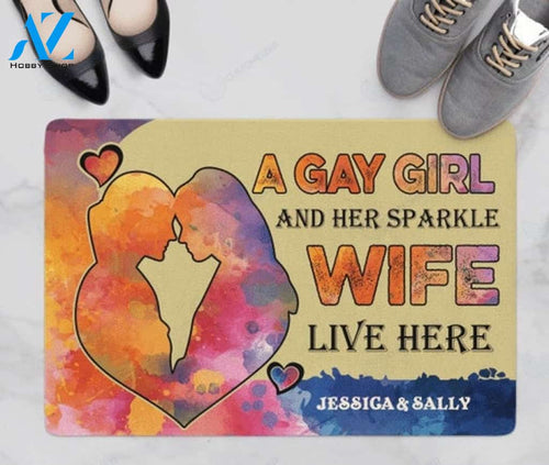 Personalized Doormat A Gay Girl | Lgbtq Rainbow Doormat Gift For Friend Family Birthday Gift Home Decor Warm House Gift Welcome Mat