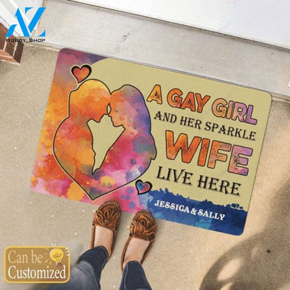 Personalized Doormat A Gay Girl | Lgbtq Rainbow Doormat Gift For Friend Family Birthday Gift Home Decor Warm House Gift Welcome Mat