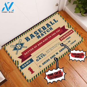 Personalized Doormat Baseball Ticket | WELCOME MAT | HOUSE WARMING GIFT
