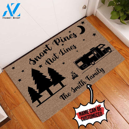 Personalized Doormat Camping Snort Pines Not Lines | WELCOME MAT | HOUSE WARMING GIFT