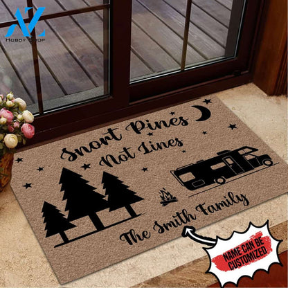 Personalized Doormat Camping Snort Pines Not Lines | WELCOME MAT | HOUSE WARMING GIFT