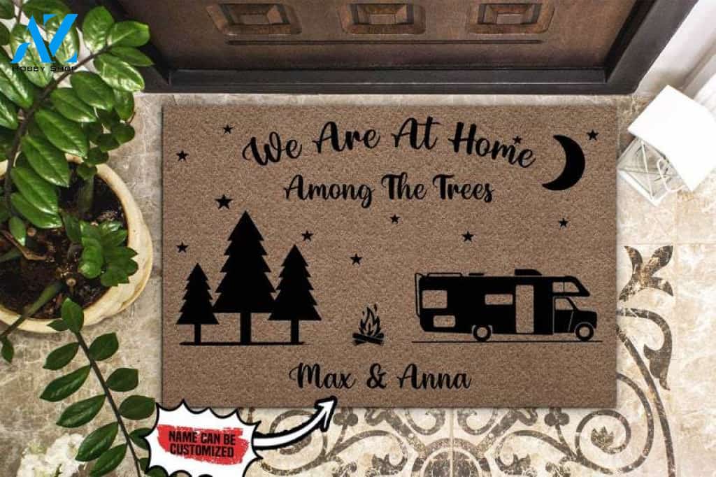 Personalized Doormat Camping We Are At Home Among The Trees, Home Decor, Perfect Personalized Doormat For Your House