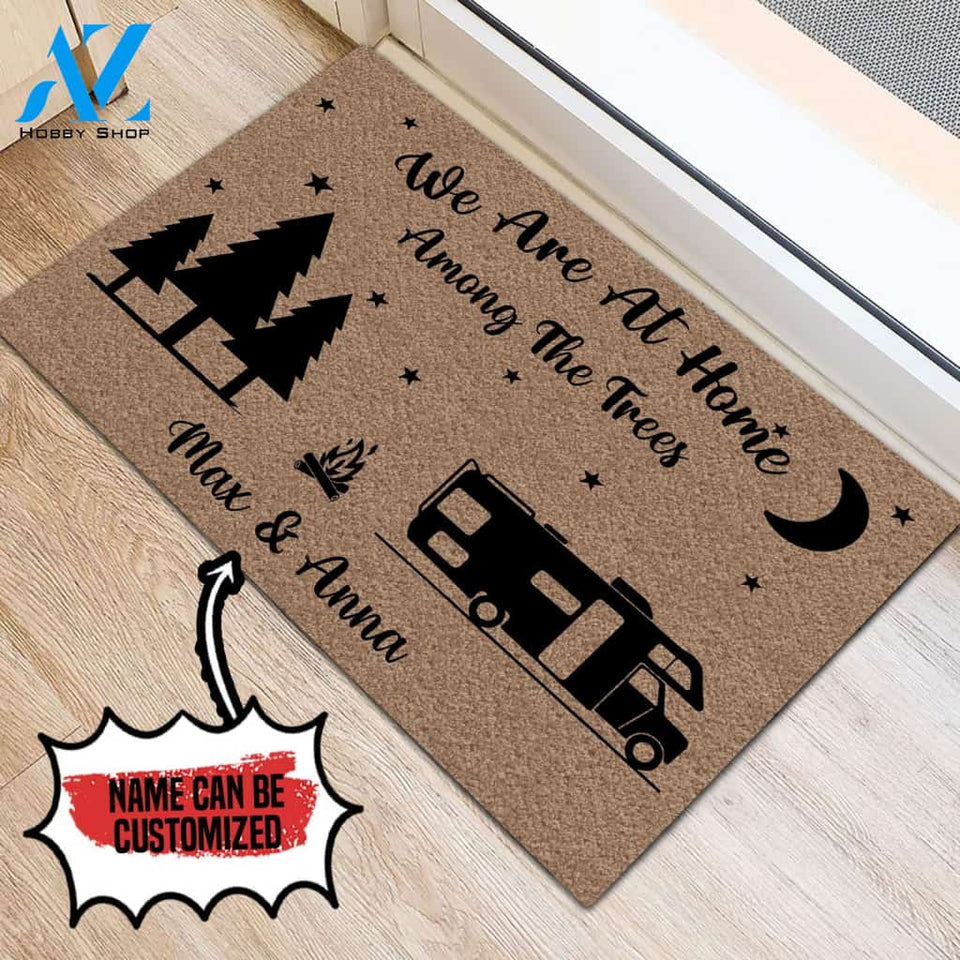 Personalized Doormat Camping We Are At Home Among The Trees | WELCOME MAT | HOUSE WARMING GIFT