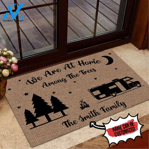 Personalized Doormat Camping We Are At Home Among The Trees | WELCOME MAT | HOUSE WARMING GIFT