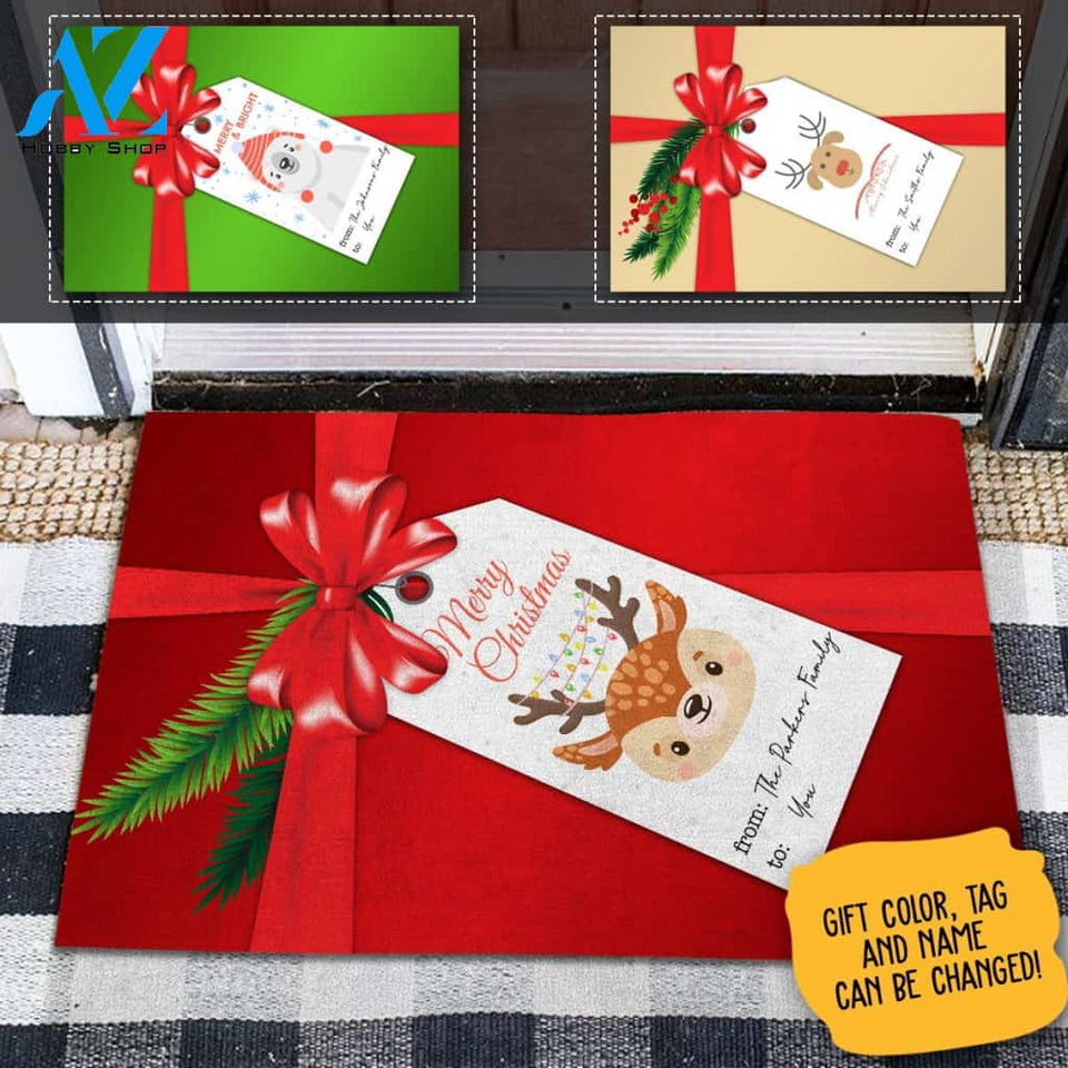 Personalized Doormat , Christmas Gift Tag, Sweet Holiday, Love And Joy, Merry Christmas Gift With Christmas Gift