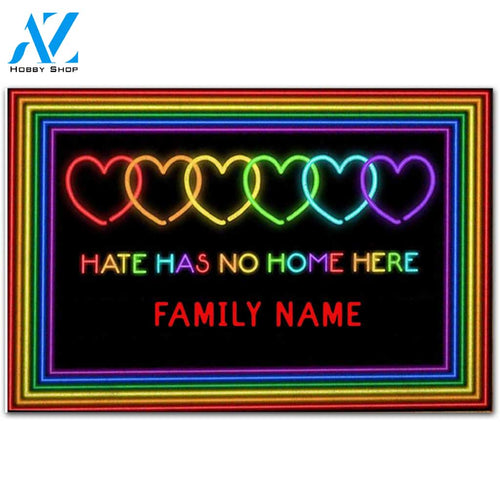 Personalized Doormat Custom Family Name - Hate Has No Home Here Lgbt Support Doormat Custom Family Welcome Mat House Warming Gift Home Decor Funny Doormat Gift Idea