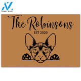 Personalized Doormat Custom Family Name - Peeking Cat Doormat Welcome Mat House Warming Gift Home Decor Gift For Cat Lovers Funny Doormat Gift Idea