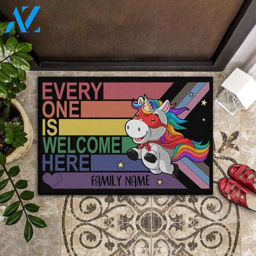 Personalized Doormat Custom Family Name - Rainbow Unicorn Lgbt Doormat Welcome Mat House Warming Gift Home Decor Funny Doormat Gift Idea