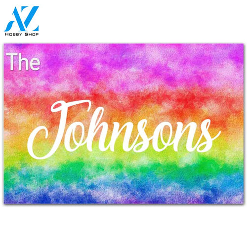Personalized Doormat Custom Family Name With Background Rainbow Indoor And Outdoor Doormat Warm House Gift Welcome Mat Gift For Friend Family
