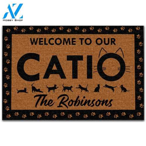 Personalized Doormat Custom Name Family - Welcome To Our Catio Patio Cat Doormat Welcome Mat House Warming Housewarming Gift Welcome Door Mat