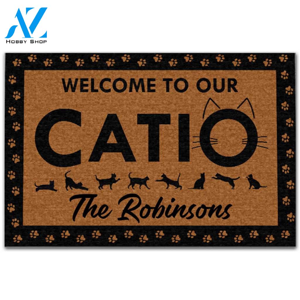 Personalized Doormat Custom Name Family - Welcome To Our Catio Patio Cat Doormat Welcome Mat House Warming Housewarming Gift Welcome Door Mat