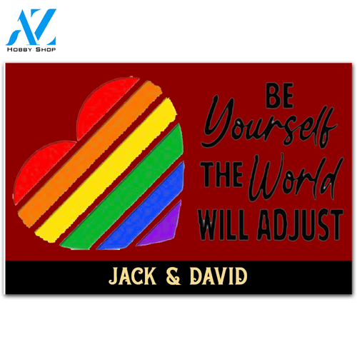 Personalized Doormat Custom Name Mr & Mrs - Lgbt Be Yourself The World Will Adjust Doormat Custom Family Welcome Mat House Warming Gift Home Decor Funny Doormat Gift Idea