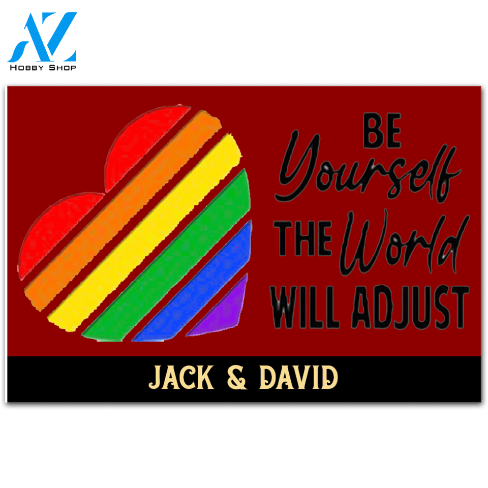 Personalized Doormat Custom Name Mr & Mrs - Lgbt Be Yourself The World Will Adjust Doormat Custom Family Welcome Mat House Warming Gift Home Decor Funny Doormat Gift Idea