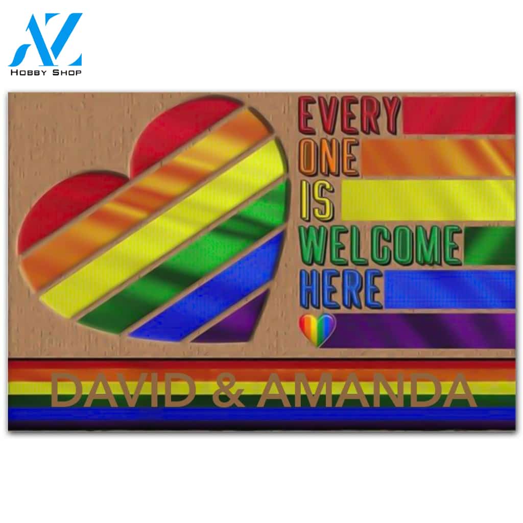 Personalized Doormat Custom Name Mr & Mrs - Lgbt Heart Kindness Indoor And Outdoor Doormat Warm House Gift Welcome Mat Gift For Friend Family
