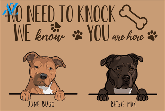 Personalized Doormat Cute Dog No need To Knock for Mr/Mrs Priscilla DelRio HQ