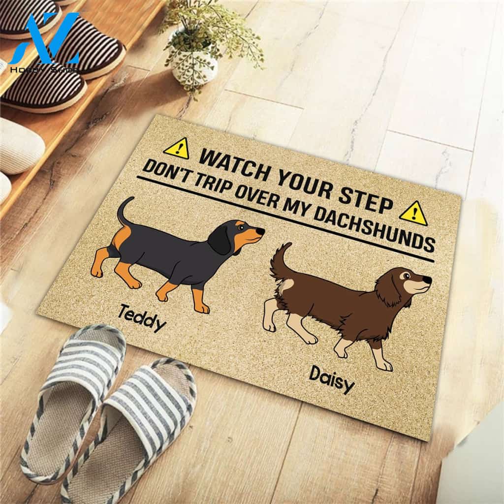 Personalized Doormat Dachshund, Don't Trip Over My Dachshunds, Dachshund Mom, Wiener Mom, Gift For Dachshund Lovers, M0402, UOND | Welcome Mat | House Warming Gift