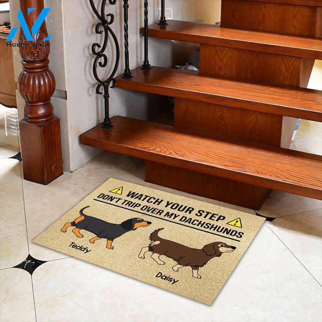 Personalized Doormat Dachshund, Don't Trip Over My Dachshunds, Dachshund Mom, Wiener Mom, Gift For Dachshund Lovers, M0402, UOND | Welcome Mat | House Warming Gift