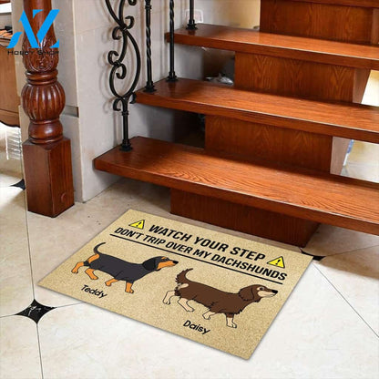 Personalized Doormat Dachshund, Don't Trip Over My Dachshunds, Dachshund Mom, Wiener Mom, Gift For Dachshund Lovers, M0402, UOND | Welcome Mat | House Warming Gift