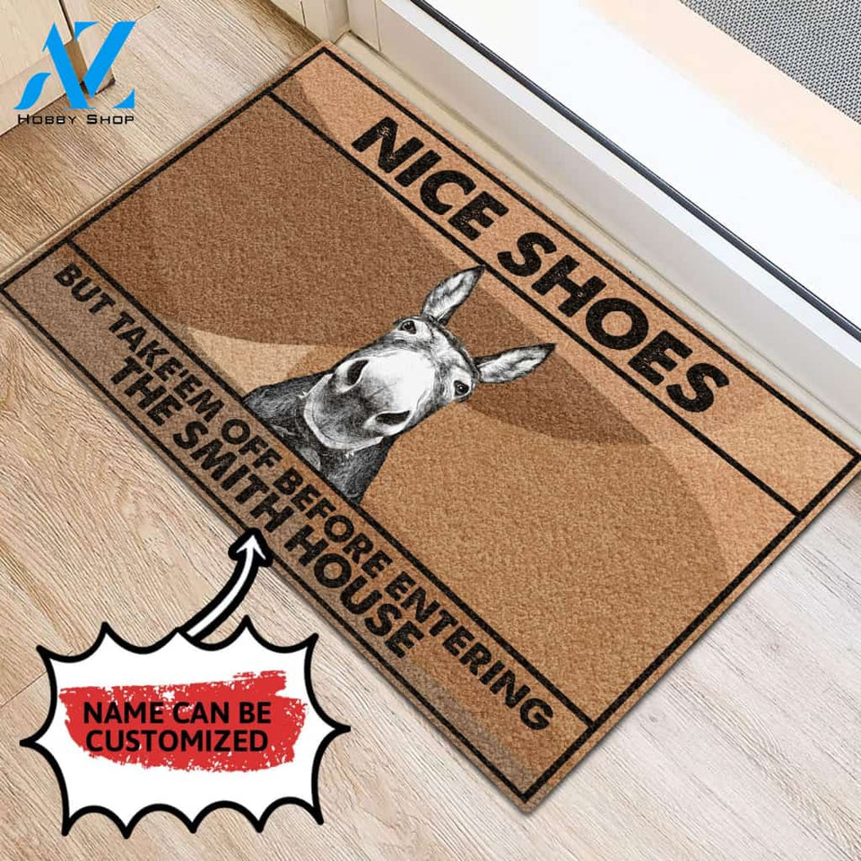 Personalized Doormat Donkey Nice Shoes | WELCOME MAT | HOUSE WARMING GIFT
