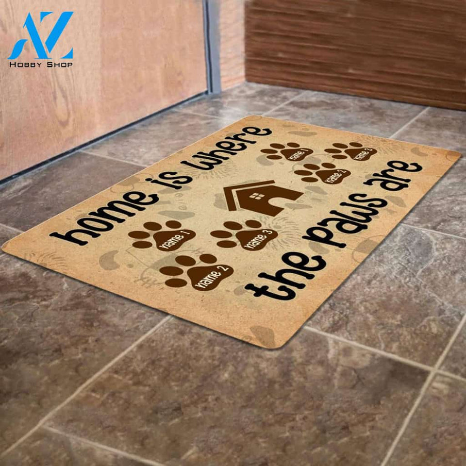 Personalized Doormat For Dog Lover Gift Home Is Where The Paw Are