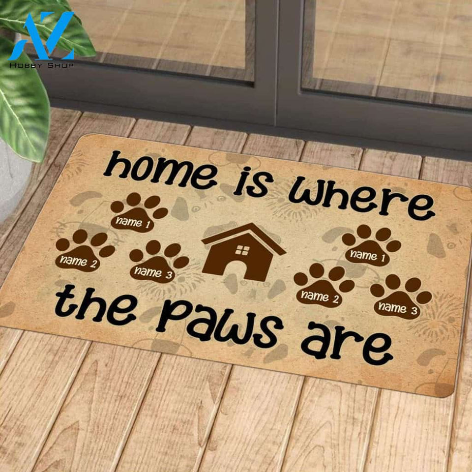 Personalized Doormat For Dog Lover Gift Home Is Where The Paw Are