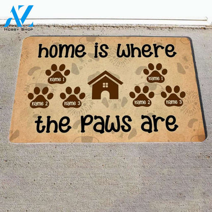 Personalized Doormat For Dog Lover Gift Home Is Where The Paw Are