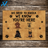 Personalized Doormat, Four Dogs No Need To Knock For Dog Lovers Full Breed