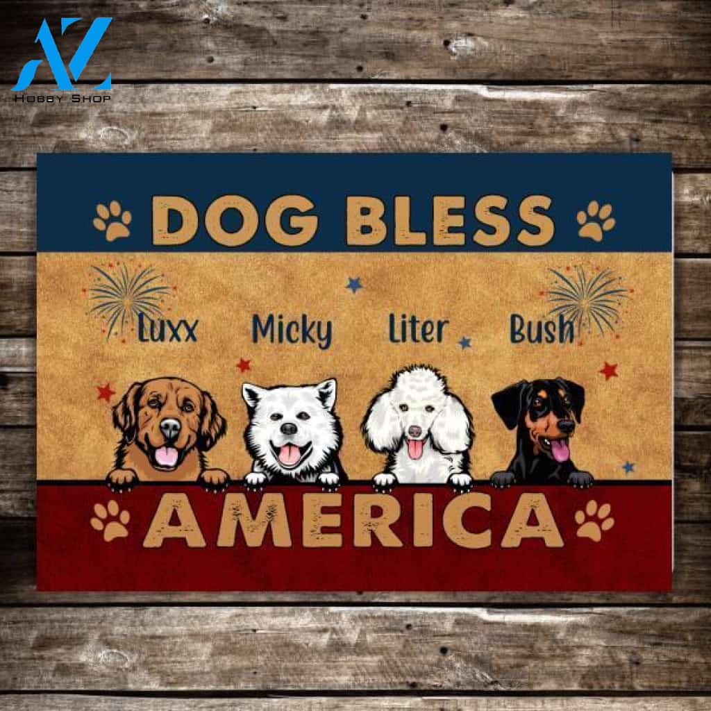 Personalized Doormat, Funny Dogs, Custom Gift For 4th Of July