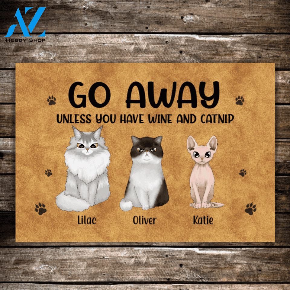 Personalized Doormat, Go Away Unless You Have Catnip Custom Gift For Cat Lovers