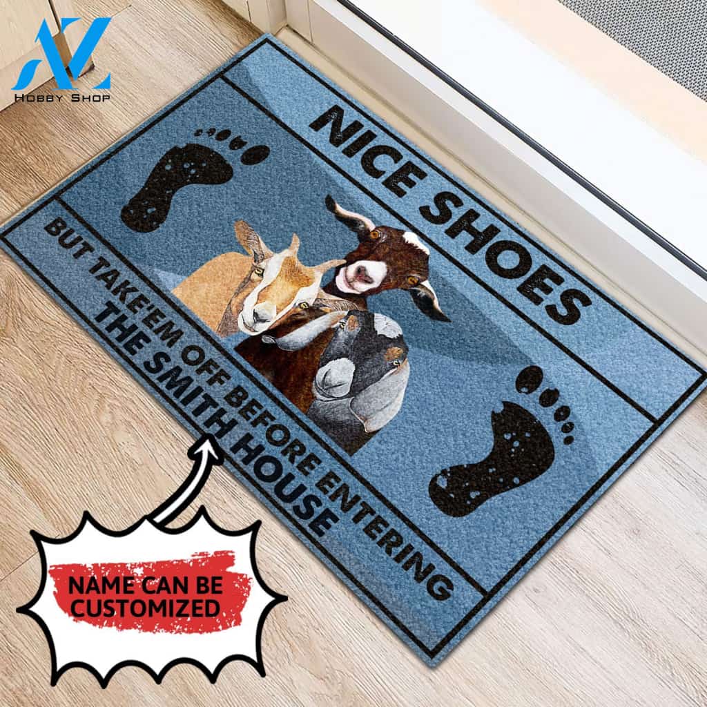 Personalized Doormat Goat Nice Shoes | WELCOME MAT | HOUSE WARMING GIFT