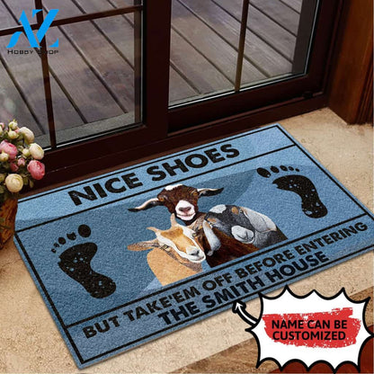 Personalized Doormat Goat Nice Shoes | WELCOME MAT | HOUSE WARMING GIFT