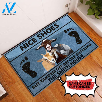 Personalized Doormat Goat Nice Shoes | WELCOME MAT | HOUSE WARMING GIFT