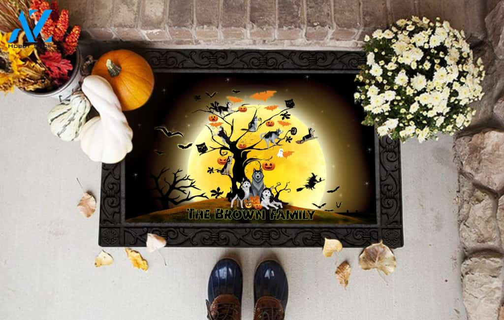 Personalized doormat,Husky with halloween DM9 Custom Doormat All Over Printed (6228)