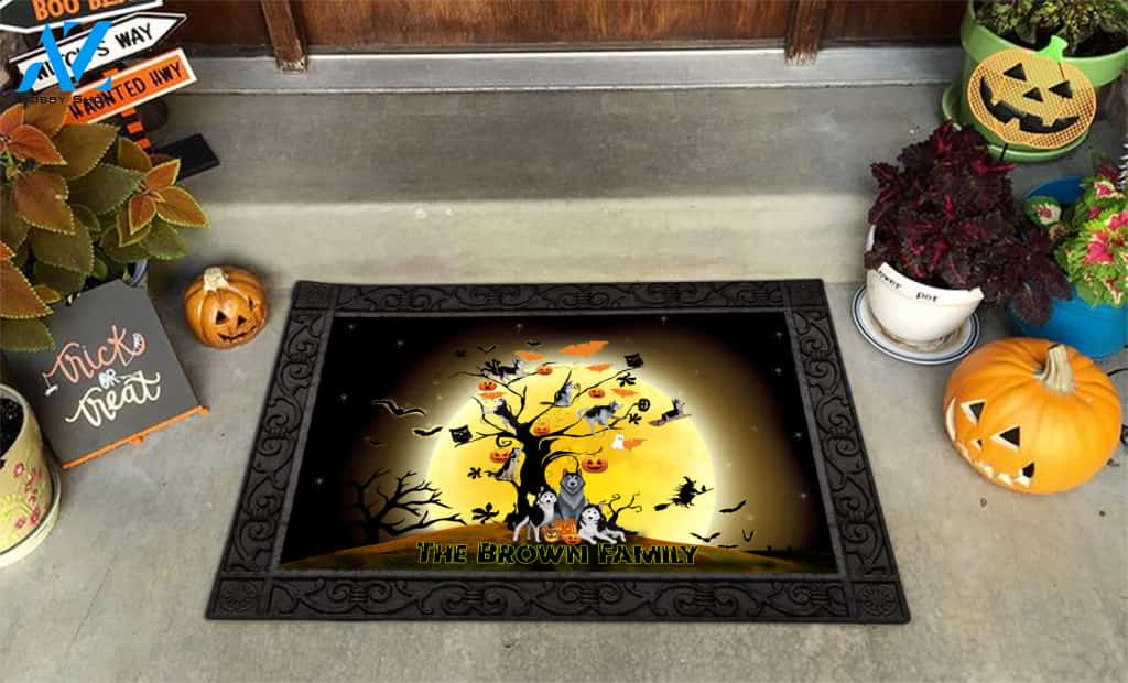 Personalized doormat,Husky with halloween DM9 Custom Doormat All Over Printed (6228)