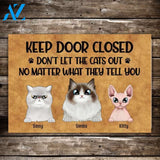 Personalized Doormat, Keep Door Closed Don't Let The Cats Out, Up to 5 Cats, Gifts for Cats Lovers