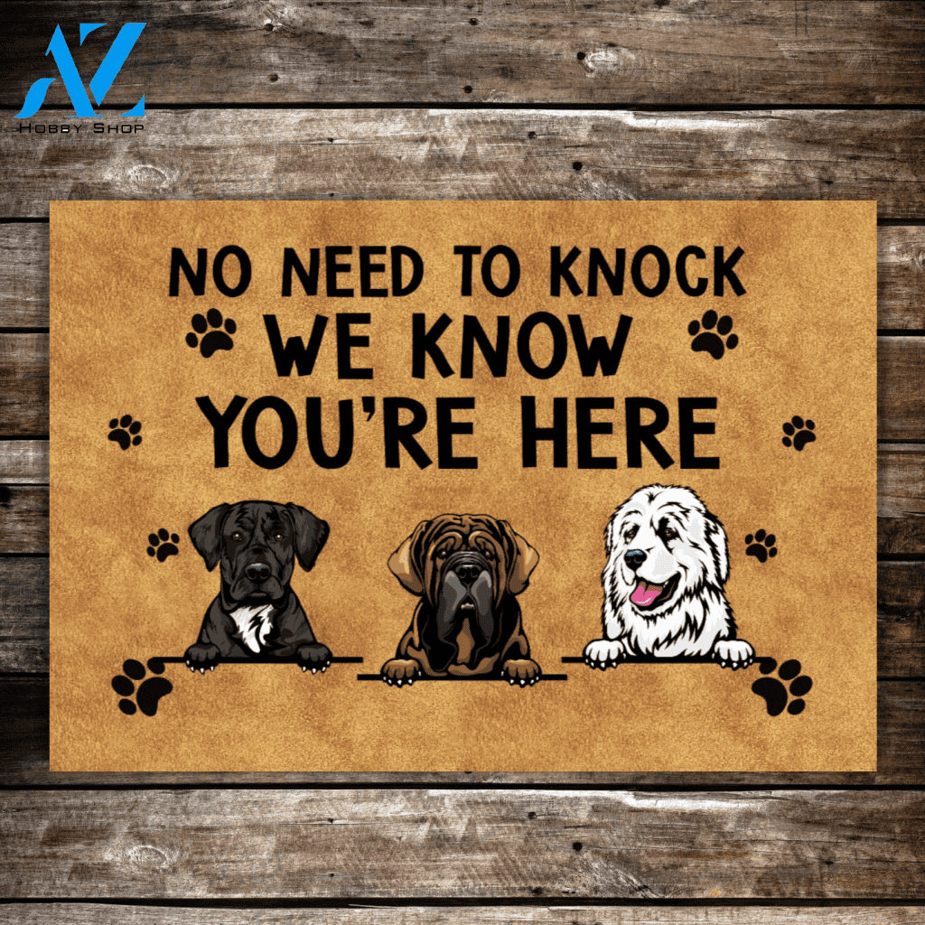Personalized Doormat, No Need To Knock Funny Custom Gift For Dogs Lovers Without Name
